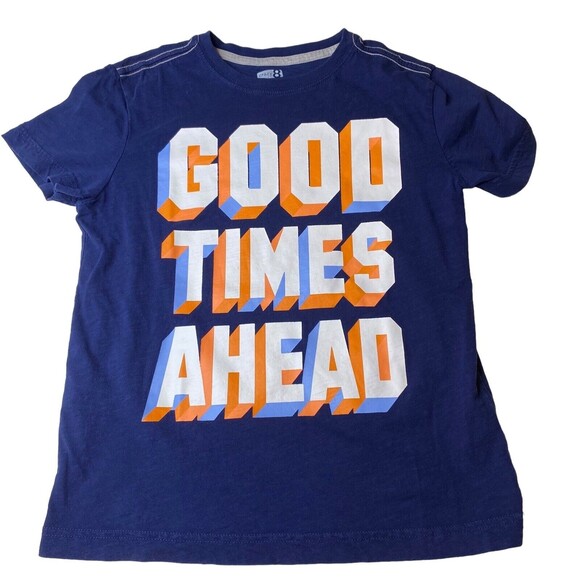 Crazy8 Good Times Ahead Navy Blue T shirt Tee Size Medium (7-8) - Picture 1 of 3